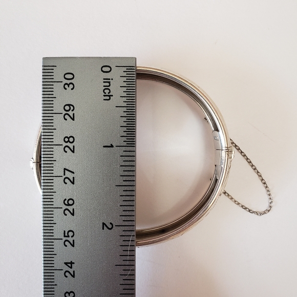 Vintage 1940s-'50s, Sterling silver floral etched bracelet. - Picture 4 of 12